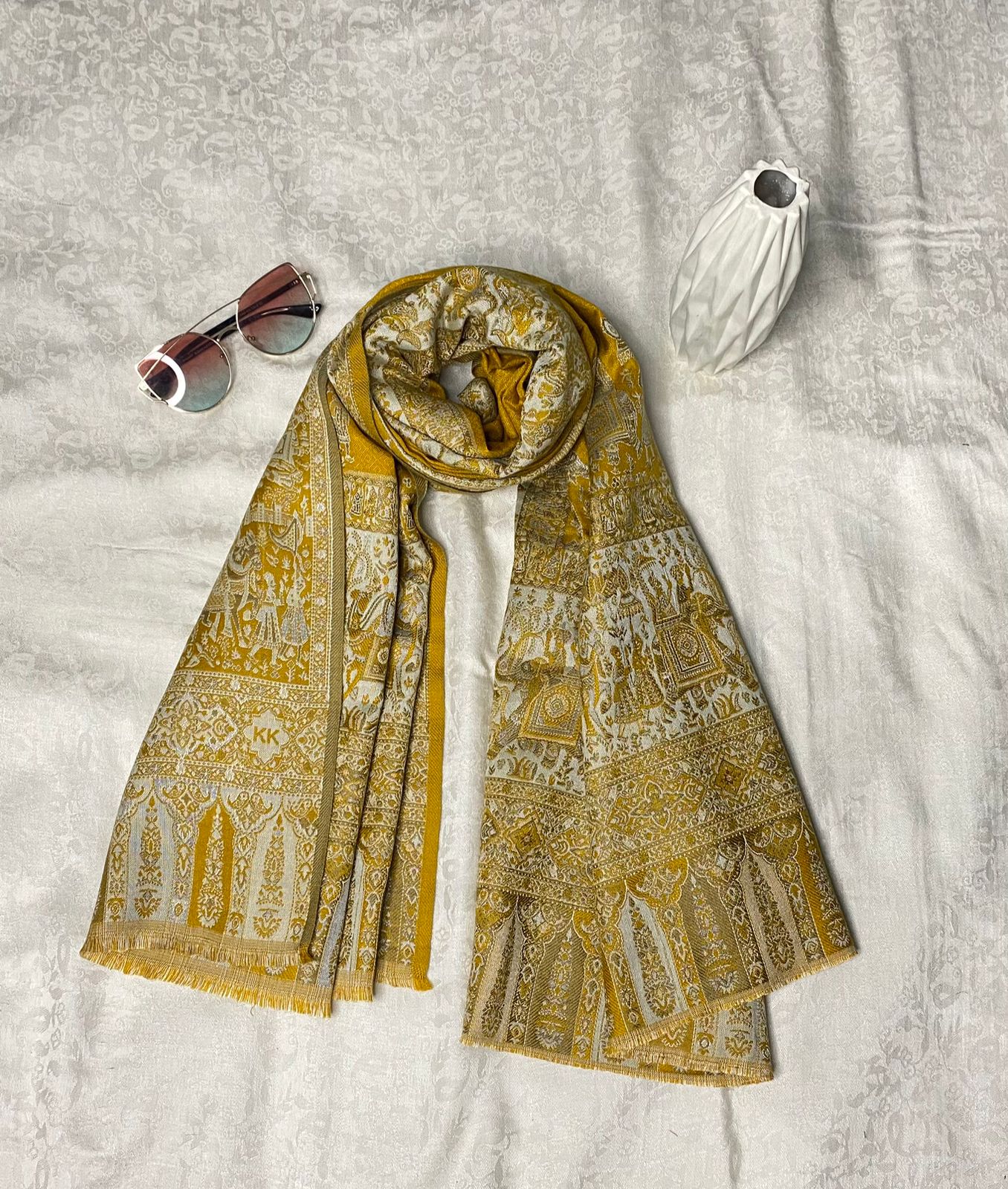 Royal Attire Pashmina Stole - Shawl ( MUSTERD YELLOW )